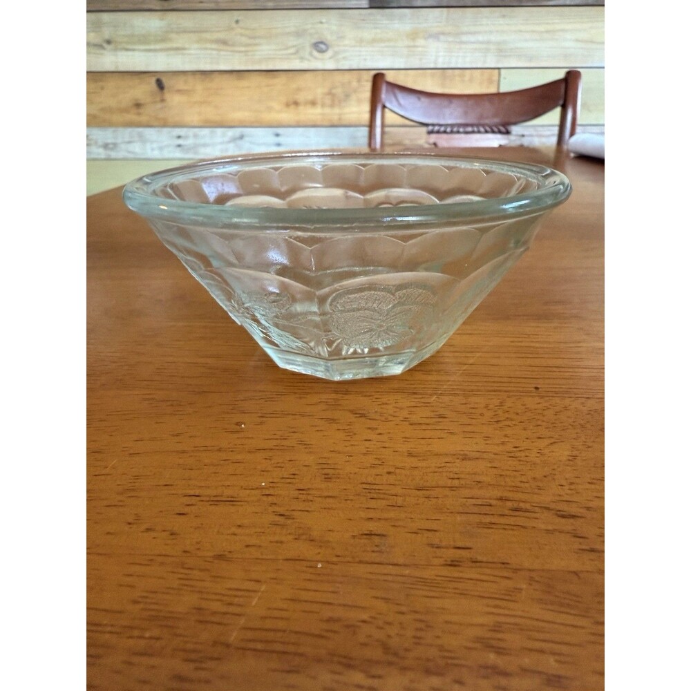 Vintage Clear Glass Dessert Berry Bowls Small Fruit Bowls 3.5” Rose Pattern